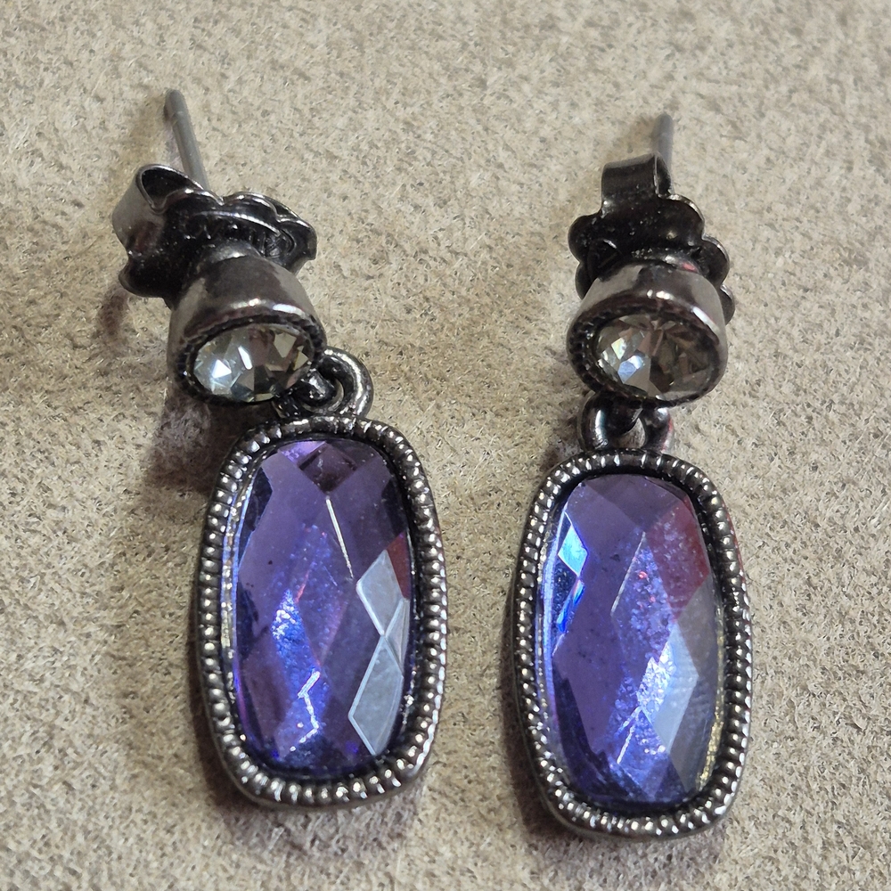 Chic Purple Gemstone Earrings
